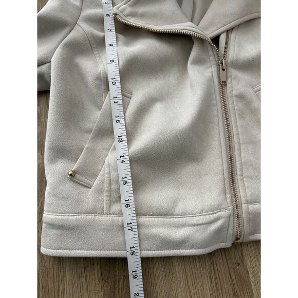Catherine Maladrino Zip Jacket Sz SP Beige Tan Preppy Casual Gold Hardware Moto - Picture 7 of 7